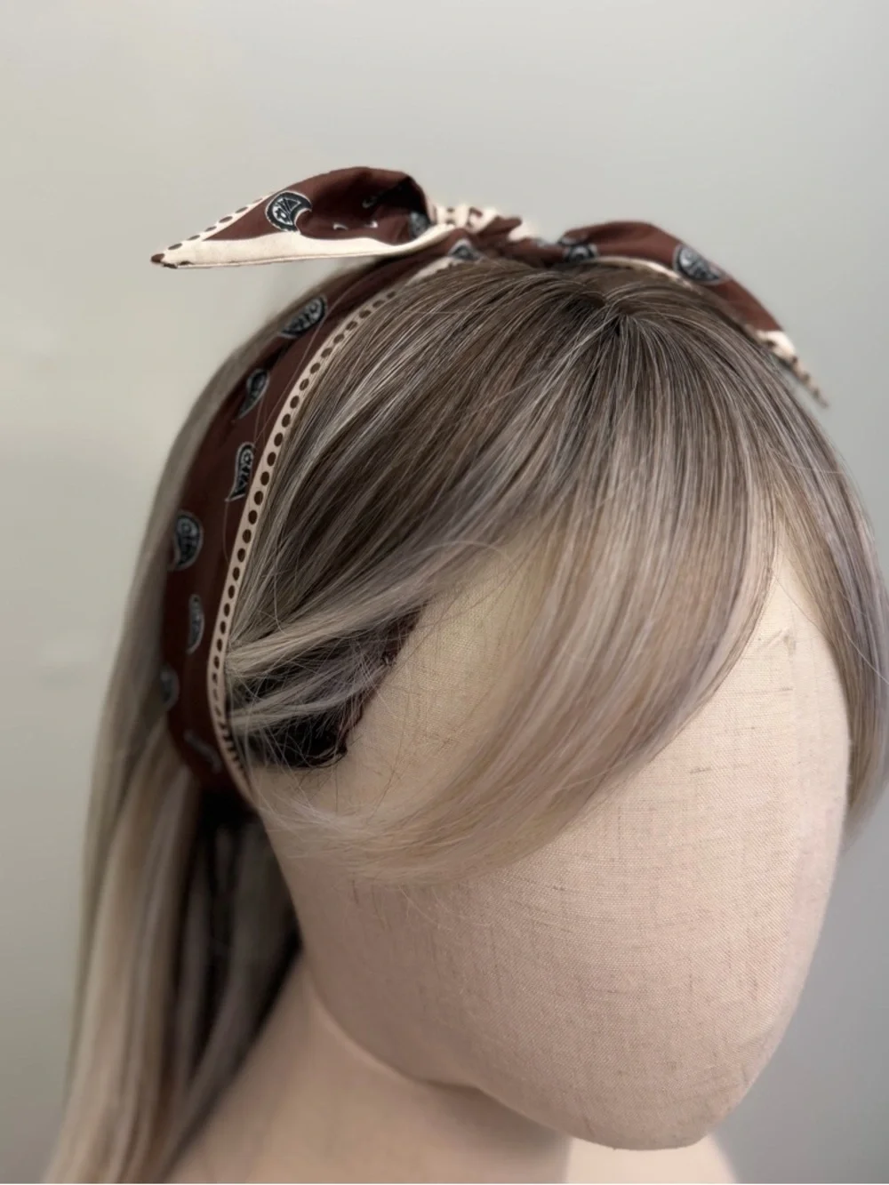 Brown Paisley Skinny Scarf Neutral Twilly Hair Tie Neck Scarf